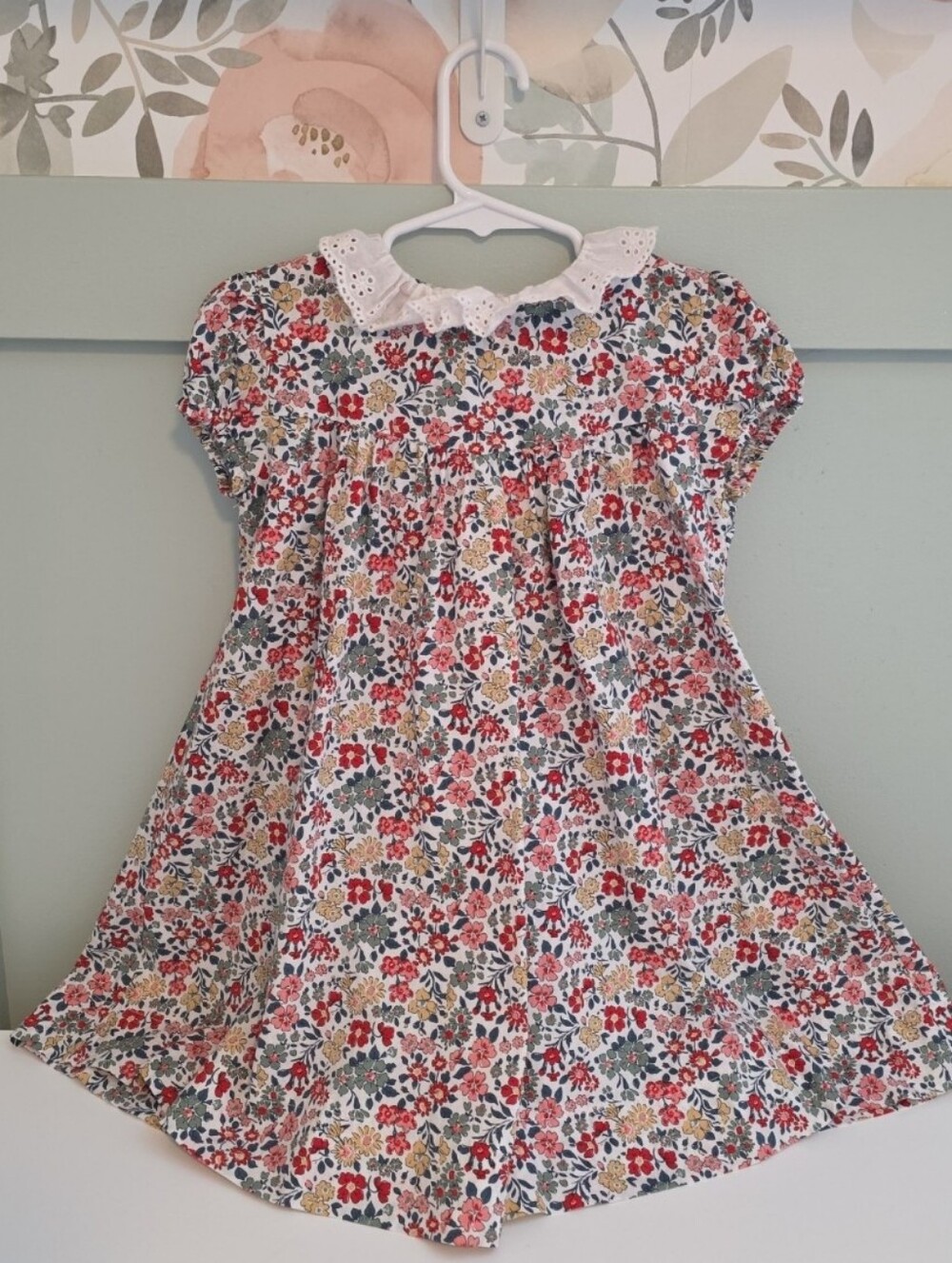 Belati 4 Or 4t Floral Cottagecore Dress with Lace Collar - Smocked Like
